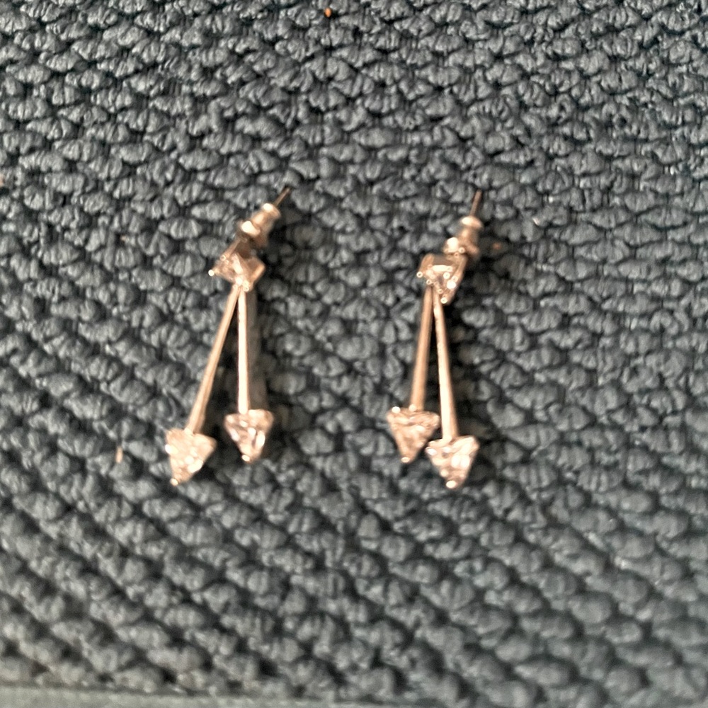 Elegant silver tone rhinestone earring dangle